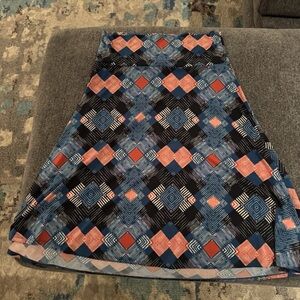 LuLaRoe A-Line Skirt - Black, Blue, and Pink